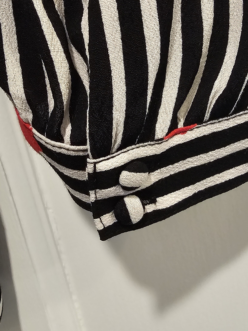 Madewell Black & White Wrap Blouse Top Shirt Red Floral Candied Orchid Small S - Picture 3 of 5